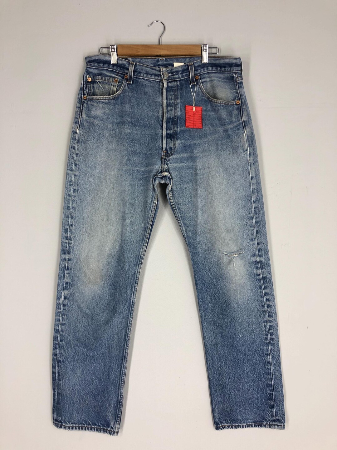 Vintage 80s Levi's 501xx Jeans: Light Blue Stone Wash Denim (34x41