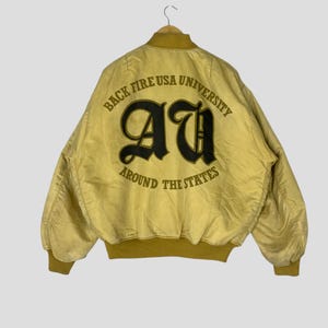 Vintage Backfire USA University Bomber Jacket Large Backfire AU Big Logo Flight Jacket Army Jacket Warmer Jacket Size L