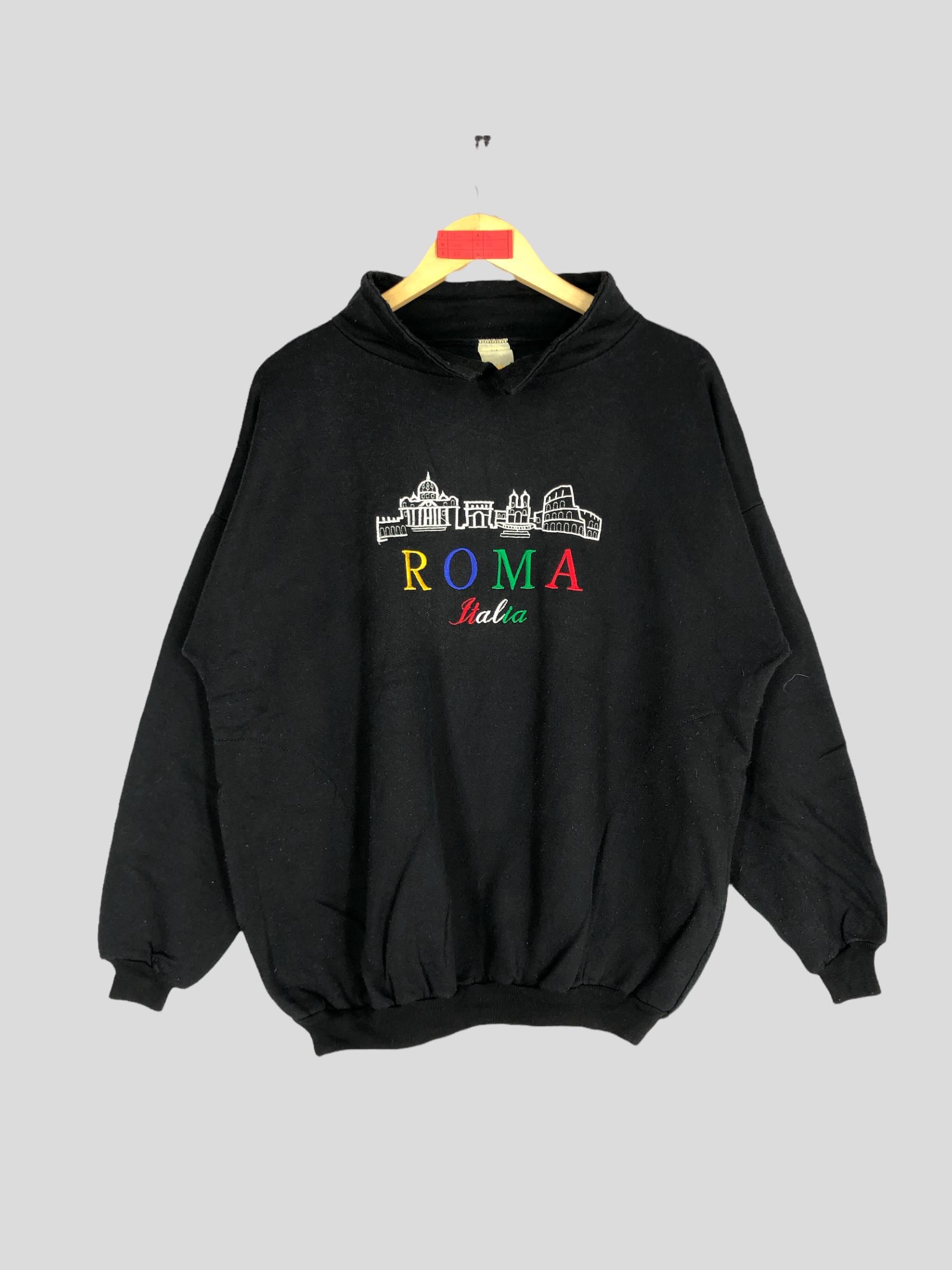 Vintage 80s Roma Italia Embroidered Logo Sweatshirt Streetwear 