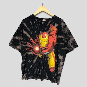 50% OFF! Vintage 90s Iron Man Big Image Custom Tie Dye T Shirt Iron Man Black T Shirt Size XLarge