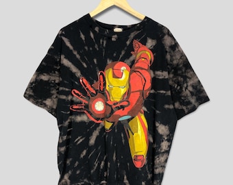 T-shirt vintage des années 90 Iron Man tie-dye, noir, XL