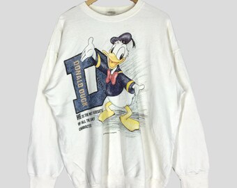 Vintage Donald Duck Sweatshirt: Large Image Crewneck, Size L
