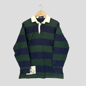 Vintage 90s Polo Ralph Lauren Polo Shirt Striped Ralph Lauren Polo Rugby Menswear Casual Work Style Outfit Ralph Lauren Polo Shirt Size M