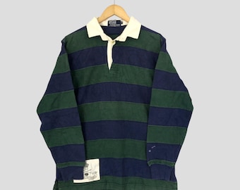 Vintage 90s Polo Ralph Lauren Polo Shirt Striped Ralph Lauren Polo Rugby Menswear Casual Work Style Outfit Ralph Lauren Polo Shirt Size M