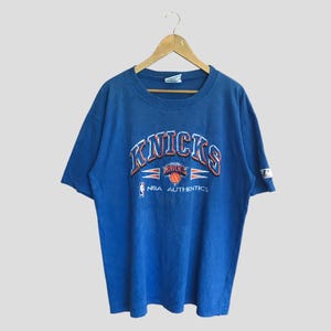 Vintage New York Knicks T Shirt Medium Knicks NBA Authentic 1990s New York Knicks Made USA Tee NBA Brand New York Ewing Blue Size M