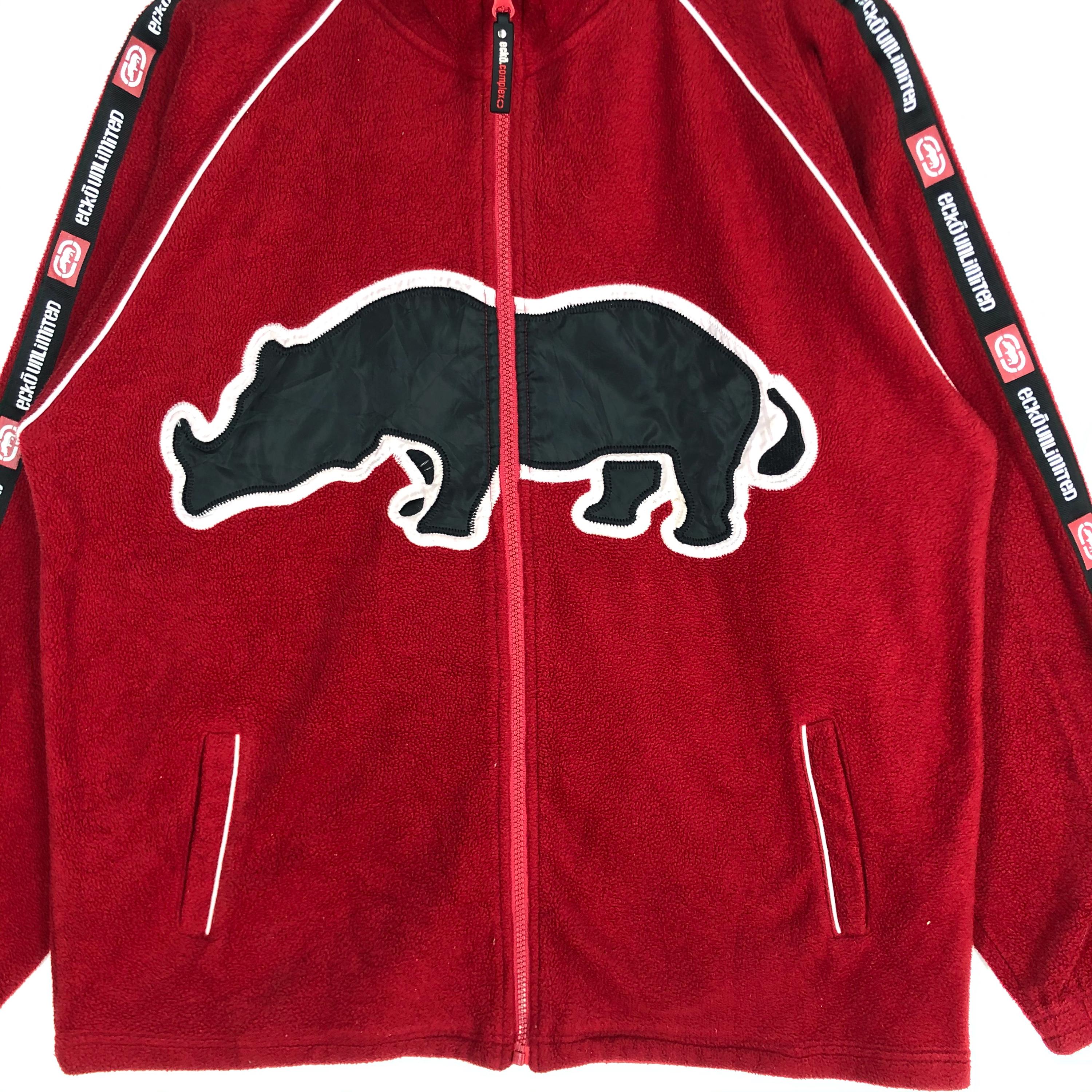 Vintage Ecko Unlimited Fleece Jacket Medium Red Ecko Unlimited