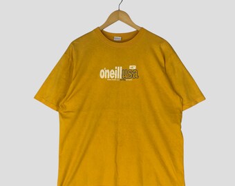 Vintage 90s O'neill USA Surf Skate T Shirt Yellow Made in