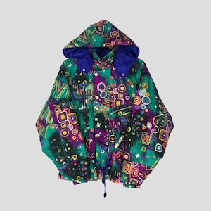 Vintage 90&#39;s Unbrand Multicolor Ski Wear Jacket Small Skiing Cold Weather MulticolorGreen Snow Gear Bomber Retro Ski Hoodie Coats Size S