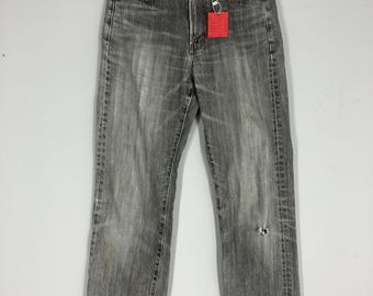 Distressed Stone Washed Ripped Jeans - Low Rise Denim