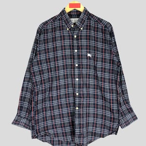 Vintage Burberrys London Nova Check Shirt Large 90s Burberrys Checkered Flannel Shirt Burberrys England Oxfords Button down Size M