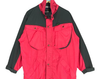 Vintage Colorblock Windbreaker Jacket - Raccoon Dog Snowboards, Red, Medium