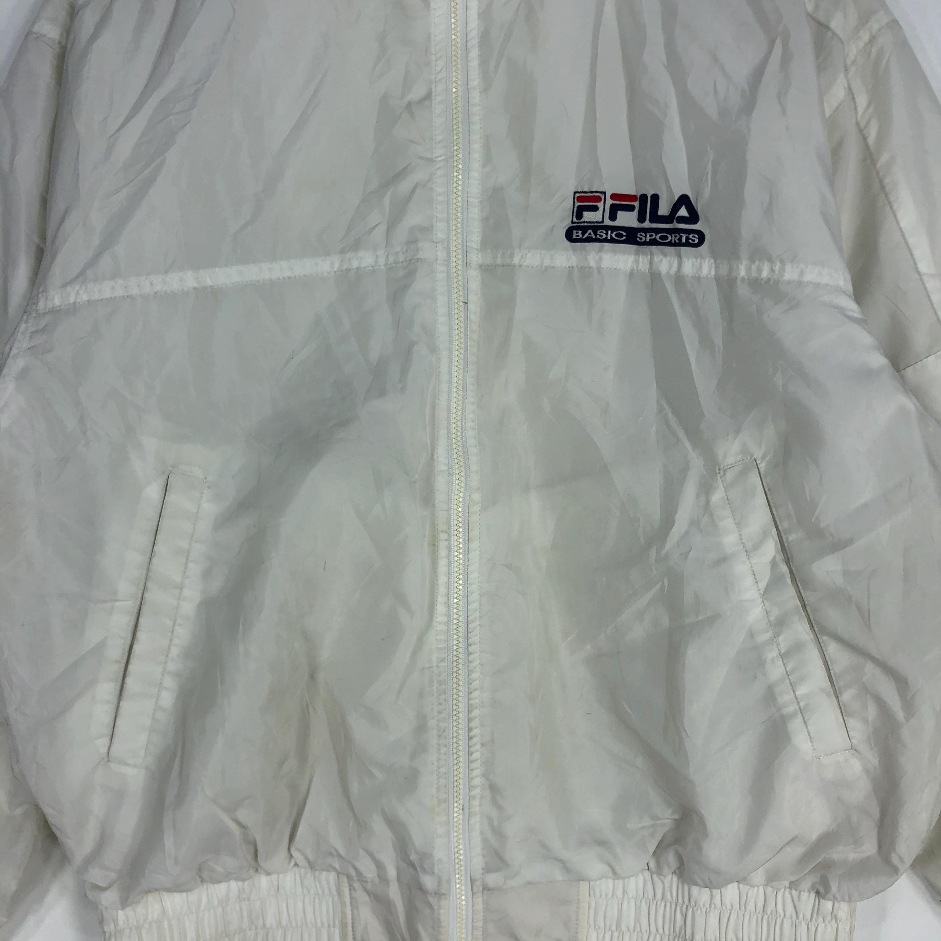Vintage 90s Fila White Nylon Windbreaker Jacket - Size L - Etsy
