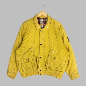 Vintage MacHope Bomber Jacket Large MacHope Button Jacket Machope nylon Jacket Casual Streetwear 80s 90s Bomber Style Jacket Yellow Size L