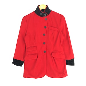 Vintage DKNY Women Long Coat Blazer Donna Karan New York Red Button Jacket Light Women Rayon Jacket Sweater DKNY Duffel Jacket  Size M