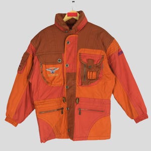 Vintage Descente Ski Wear Hoodie Jacket Descente Skiing Cold Weather Snow Gear Bomber Orange Descente Ski Suit Outfit Winter Size Large
