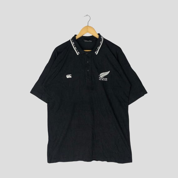 CANTERBURY 刺繍ロゴ ALL BLACKS ラガーシャツ XL 黒 Vintage 90s Canterbury All Blacks Rugby Polo Shirt - Size L - Etsy