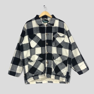 Vintage Ruckdam Multipocket Plaid Tartan Checkered Jacket Medium 50s Tartan Plaid Checked Black Harrington 60s Rockabilly Casual Coat M