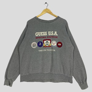 Vintage 90&#39;s Guess Usa Gray Sweatshirt Large Guess Usa Embroidery Spell Out Sweater Guess Products Jumper Georges Marciano Crewneck Size L