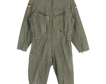 Vintage German Army Canvas Coverall: Cold War Era Flight Jumpsuit
