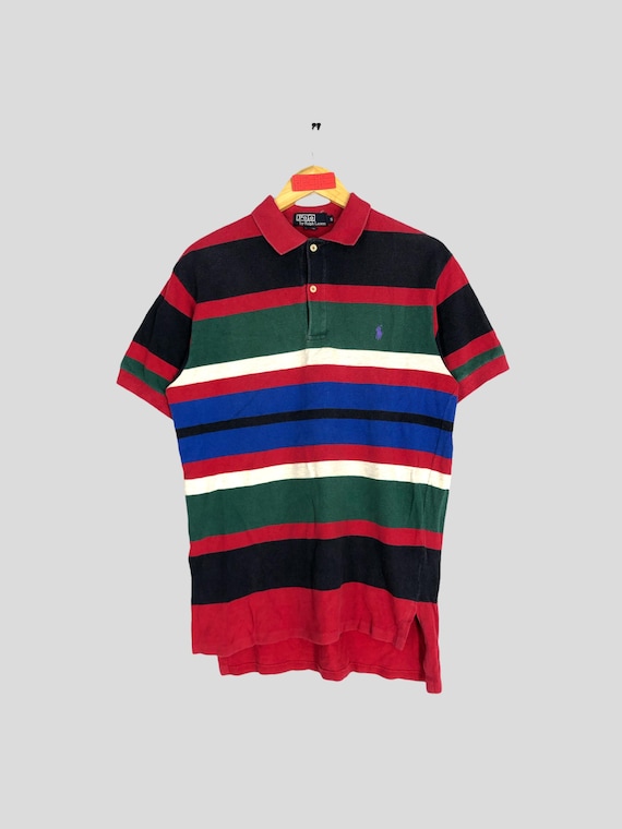 90s polo by RalphLauren RuggerShirt usa製 Vintage 90s Polo Ralph Lauren Shirt Rugby Long sleeve Multicolor
