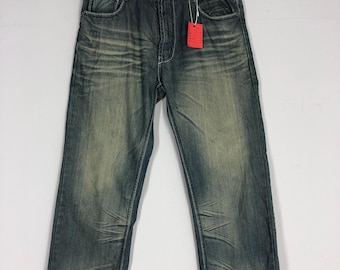 Vintage Emporio Armani Stone Washed Jeans 32x37: Faded Distressed Denim