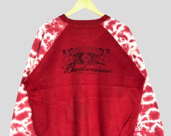 Vintage 90s Budweiser Crewneck Sweatshirt: Red Alcohol Pullover (Size L)