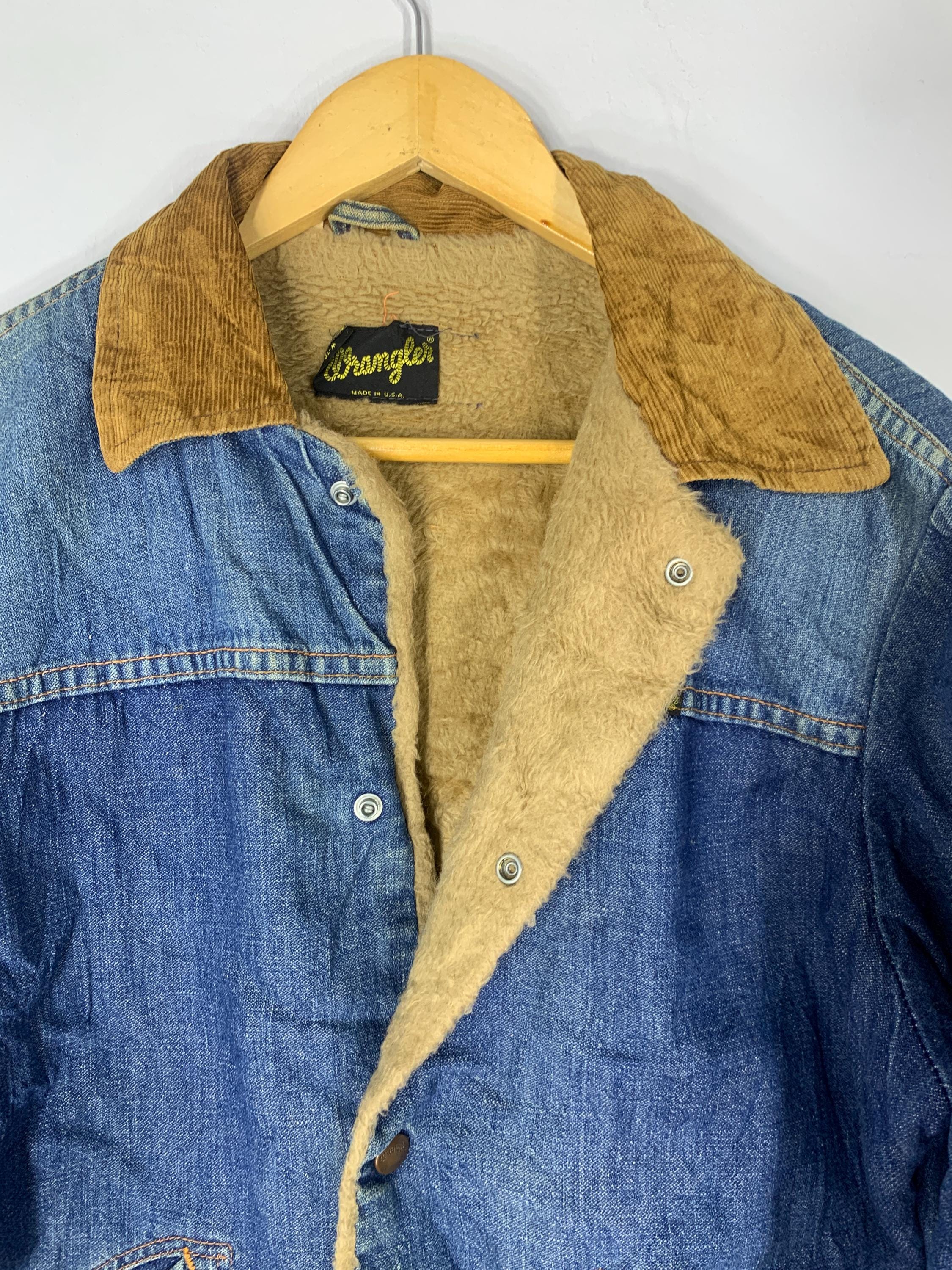Vintage 70s Wrangler Sherpa Lined Denim Trucker Jacket - Size M - Etsy