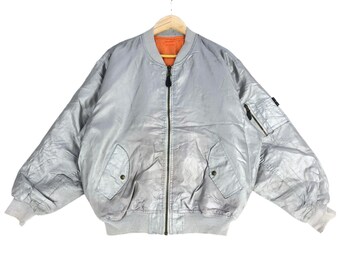 ジャケット・アウター unkown 80s ma-1 bomber jacket silver This item is unavailable - Etsy
