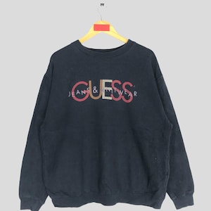 Vintage 90&#39;s Guess Jeans Black Sweatshirt XLarge Guess Usa Spell Out Sweater Guess Products Jumper Georges Marciano Crewneck Size XL