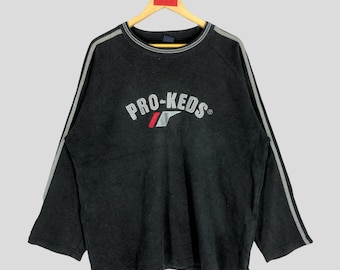 Vintage Pro-Keds Black Sweatshirt: Embroidered Logo, Size M