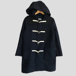 Vintage J.W Anderson X Japanese Brand Hoodie Wool Long Duffle Coat Jacket Blueblack Size S