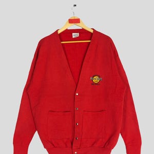 Vintage 80s Hard Rock Cafe Orlando Cardigan Double Pocket XLarge Hard Rock Cafe Save The Planet Jumper Crewneck Sweater Sweatshirt Size XL