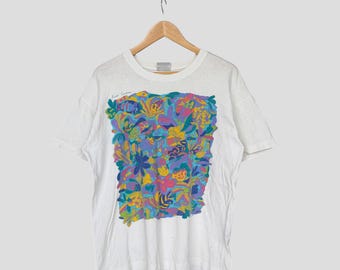 Vintage Ken Done Australia T-shirt: Animals Island Art, 90s Pop
