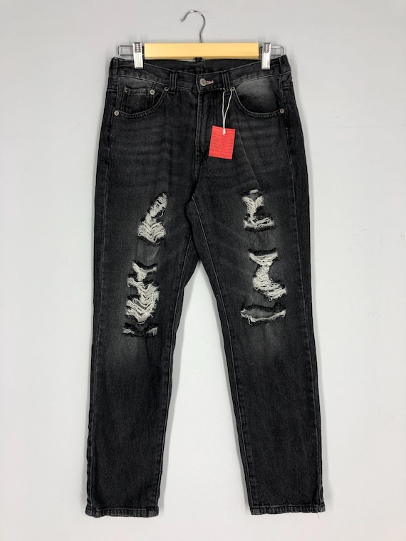 Vintage Edwin Stone Washed Jeans: Black Faded Denim, Size 28x35