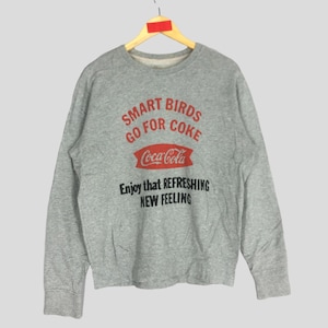 Vintage Y2K Coca Cola Uniqlo Biglogo Grey Sweatshirt Medium Coca Cola Spell Out Sweater Coca Cola Jumper Coke Soda Drink Crewneck Size M
