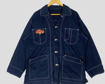 Vintage 90er Jahre Chore Jeansjacke: Porsche Aufnäher, Multi-Pocket - Größe XL