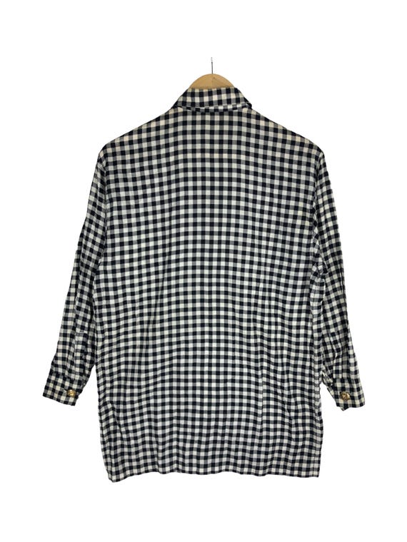 Vintage Gianni Versace Plaid Ribbon Button-down Shirt, 90s Couture