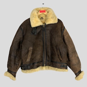 Vintage 80s Pottar Us Sheepskin Type B3 Us Army Bomber Jacket Sherling Jacket Sheepskin Flight Bomber Leather Coat Sweater Size M