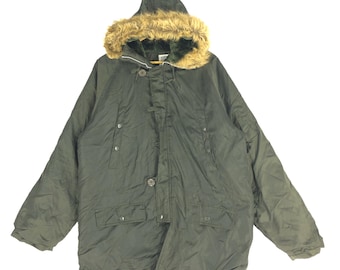 Vintage MA-1 Military Bomber Jacket, Olive Green Flying Parka Hoodie (M)