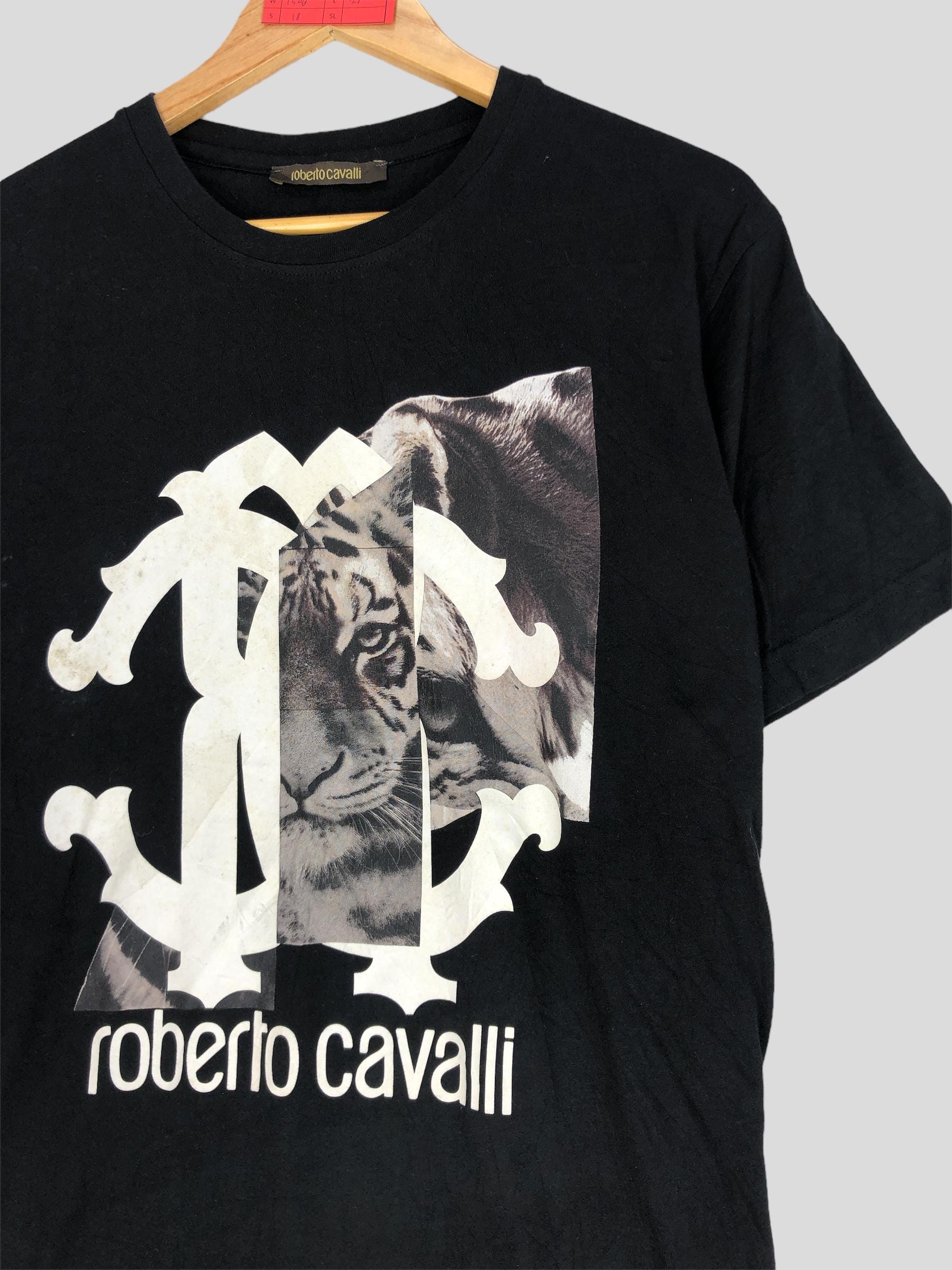 Vintage Y2k Roberto Cavalli Tiger Big Print Logo Tshirt