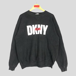 Vintage 90s Dkny Jeans Usa Black Sweatshirt XLarge Donna Karan New York Sweater Dkny Jeans Spell Out Jumper Dkny Usa Crewneck Size XL