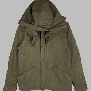 Chaqueta con capucha de algodón verde militar vintage de GAP, chaqueta estilo militar con doble bolsillo de GAP, suéter informal de moda, chaqueta estilo aviador verde oliva, talla S