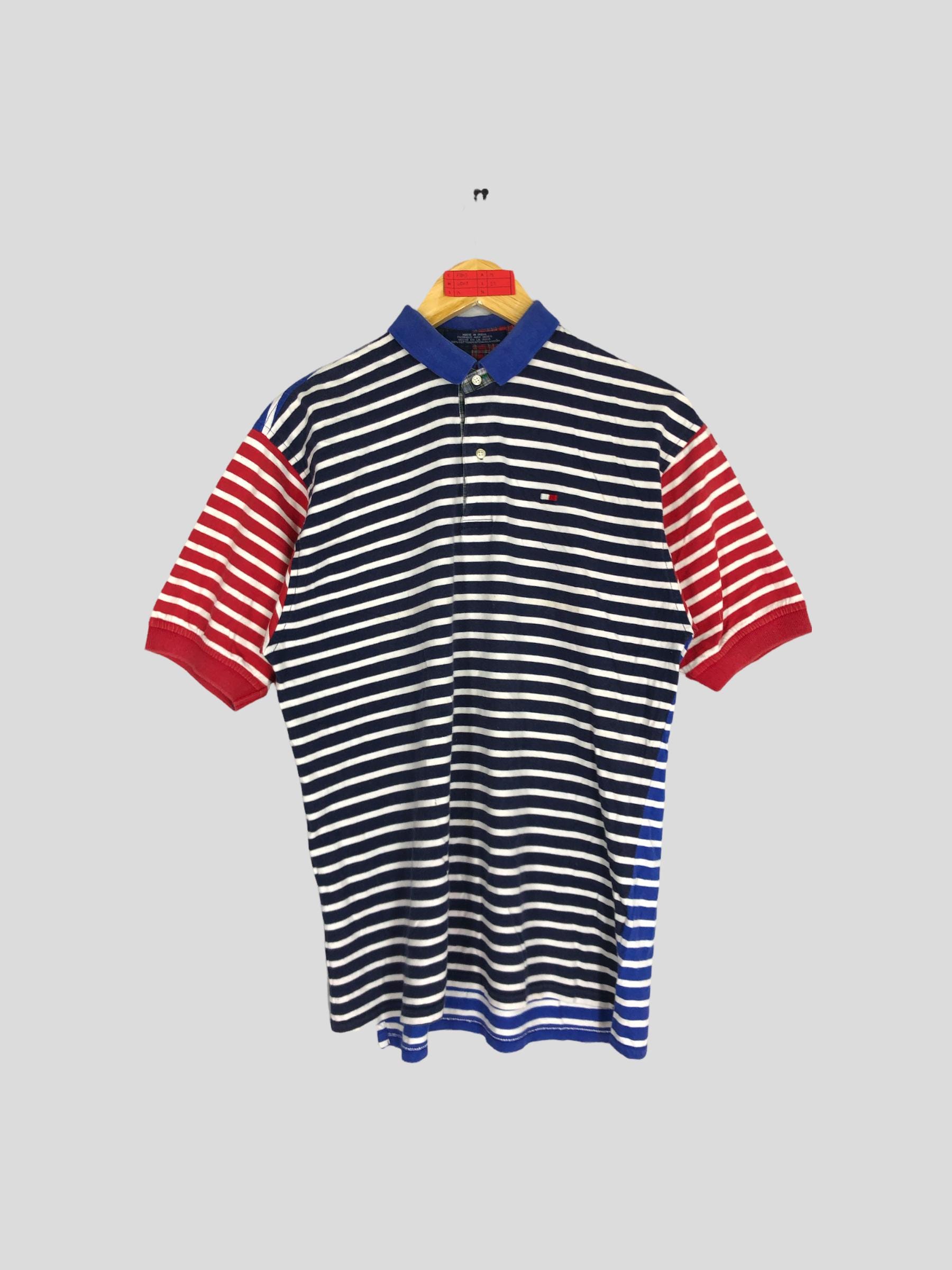 Vintage 90s Tommy Hilfiger Athletics Striped Design Polo Shirt XLarge Tommy Hilfiger Tommy Sailing Gear Polo Rugby Shirt Tommy Jeans Size XL