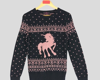 Sweter Vintage Hysteric Glamour z dzianiny w jednorożce, rozmiar S