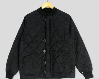 Chaqueta bomber acolchada vintage, Departamento Militar de Houston, negra, talla M