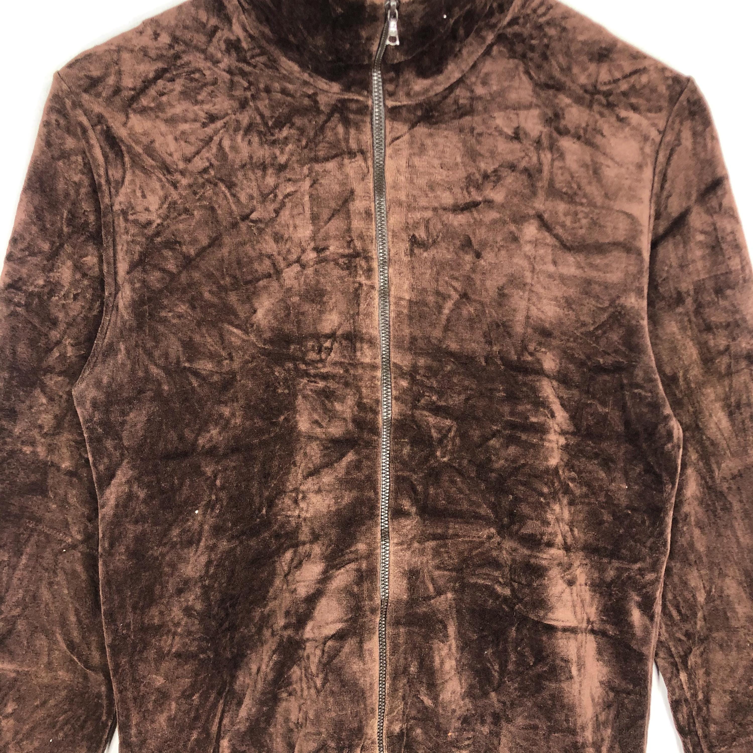 ヴィンテージ A.P.C. ベルベット ジップ ジャケット、ブラウン 