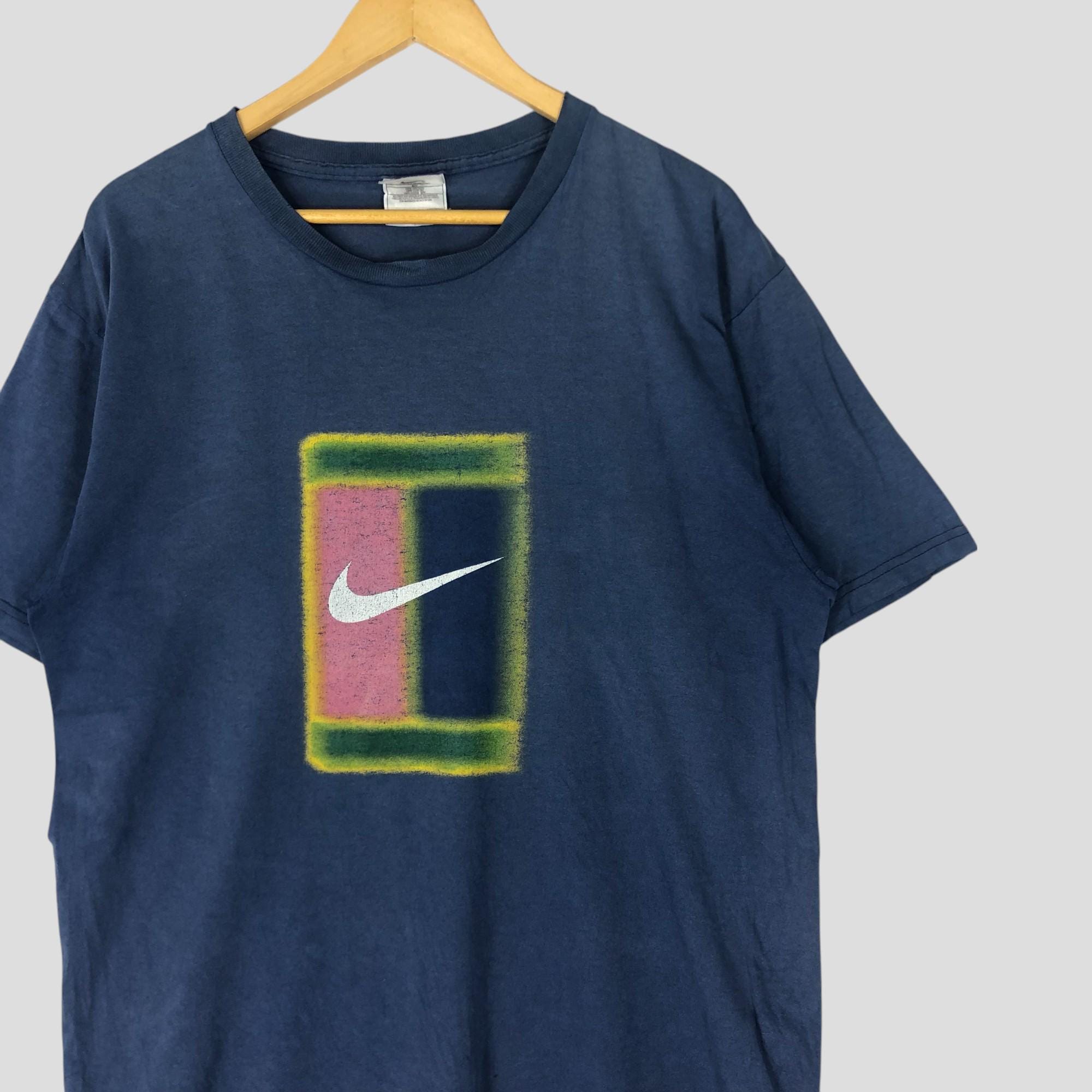 Vintage 1990s Distressed Nike Court Big Logo T Shirt Medium Nike 