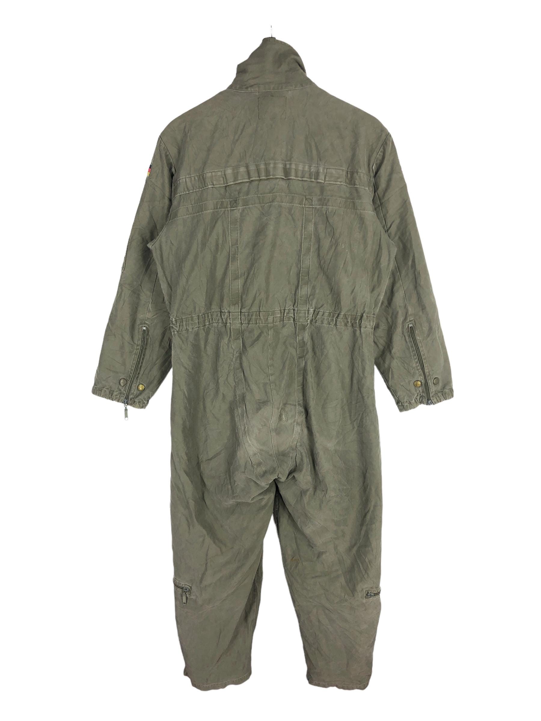 Vintage German Army Canvas Coverall: Cold War Era Flight Jumpsuit