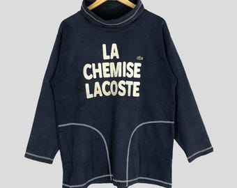 Vintage La Chemise Lacoste Sweatshirt: Blue Spellout Crewneck, Size L