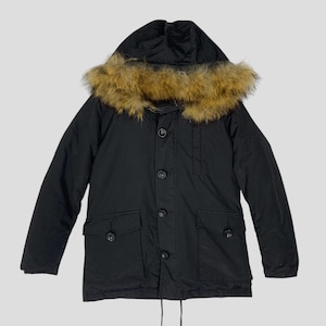 Vintage Japanese Journal Standard Hoodie fur Puffer Jacket Small Black Journal Standard Quilted Jacket Warmer Winter Skiing Jacket Size S
